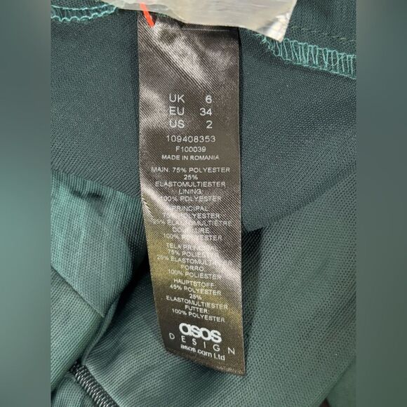 NWT ASOS Forest Green Satin Twill Halter Drape Neck Holiday Festive Mini Dress 2 - Picture 5 of 10